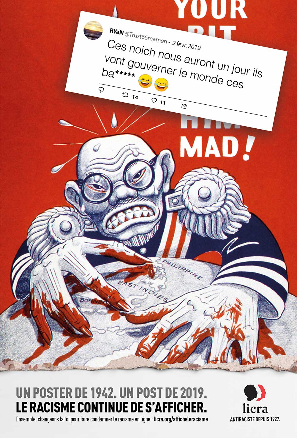 Affiche le Racisme Licra Antiraciste depuis 1927